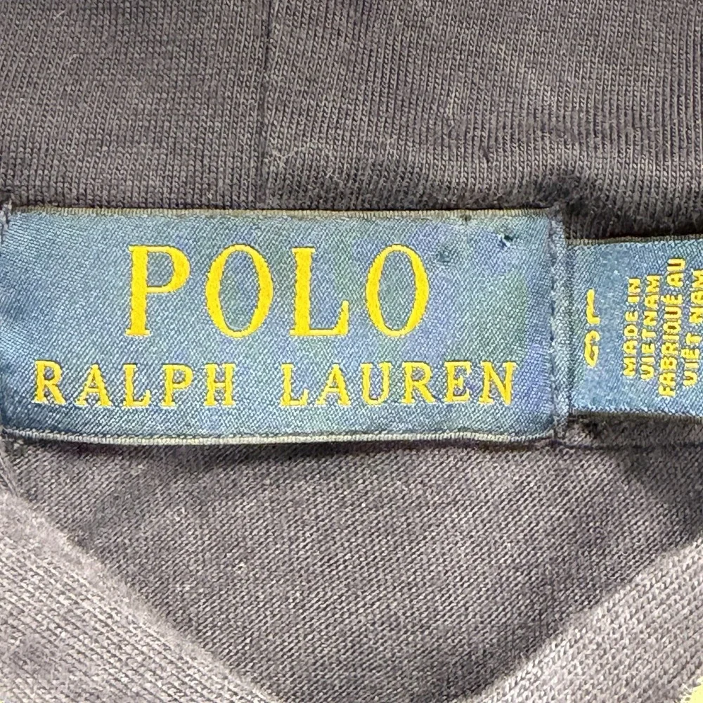 Polo Ralph Lauren Hoodie Mens Large Red Navy Blue USA Logo Lightweight Rugby